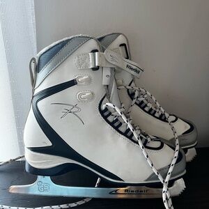 Riedell Women's White and Navy Ice Skates